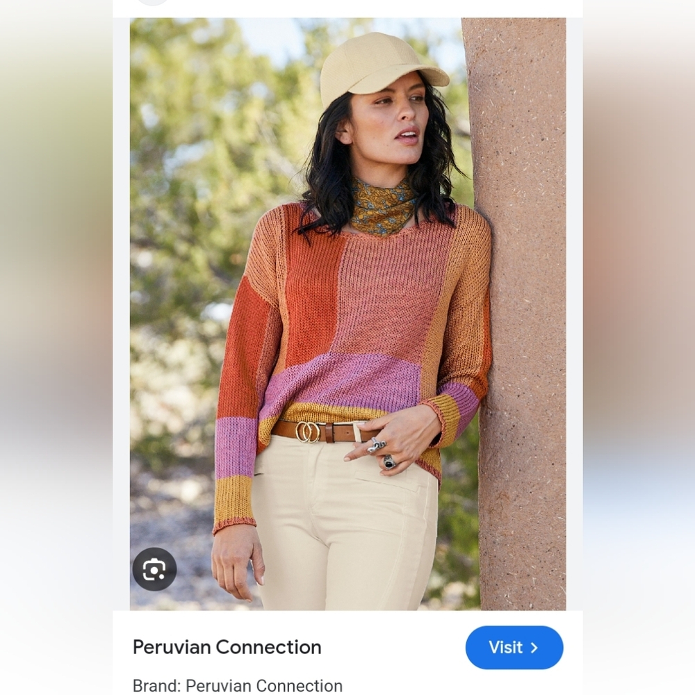Peruvian Connection Colorblock pullover